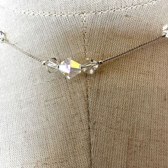 Silver tone crystal choker necklace - Picture 2 of 7